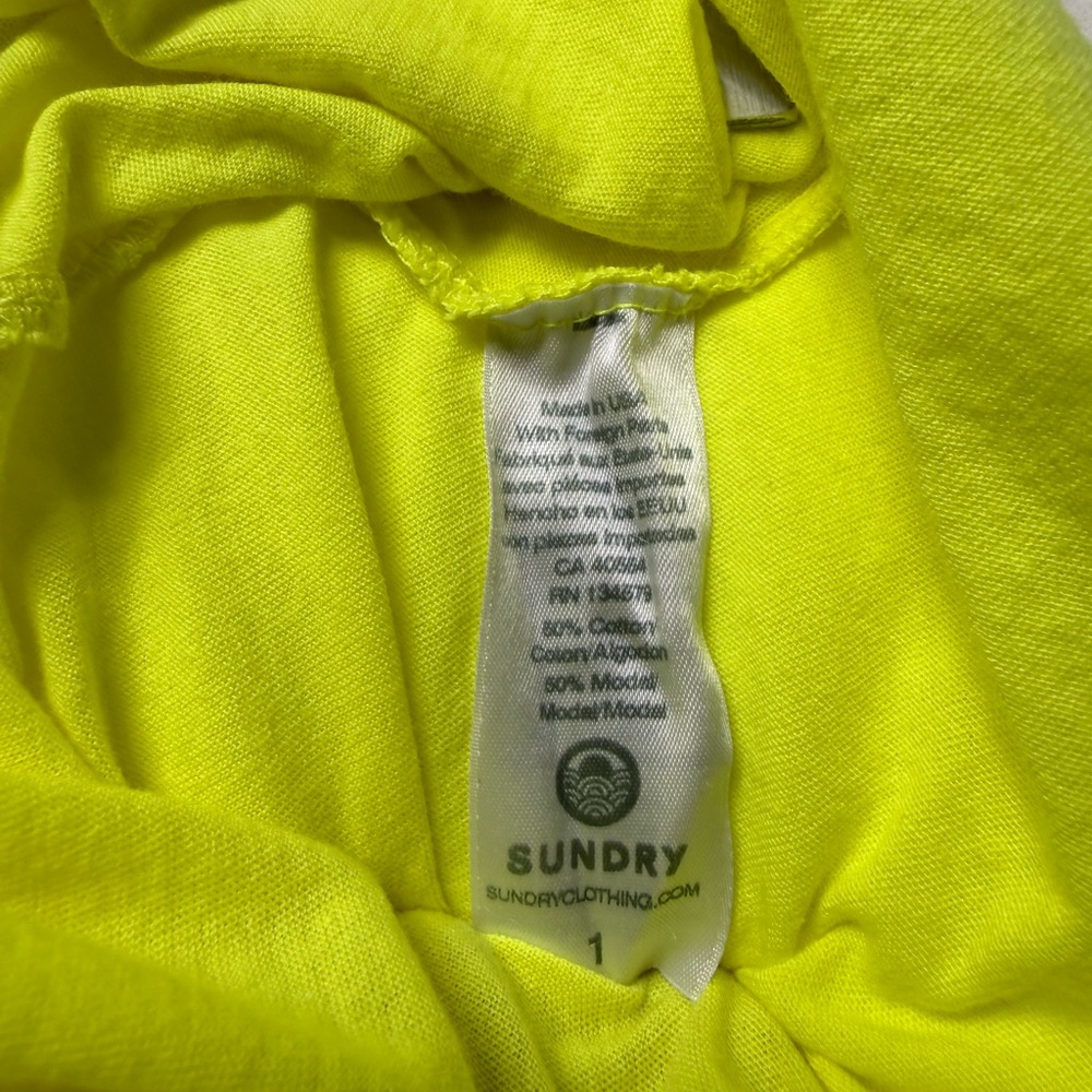 Sundry Neon Yellow Oversized 3/4 Sleeve Tee - Picture 9 of 9